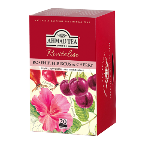 AHMAD TE NYPON, HIBISKUS & KÖRSBÄR / ROSEHIP, HIBISCUS & CHERRY 20 TEPÅSAR
